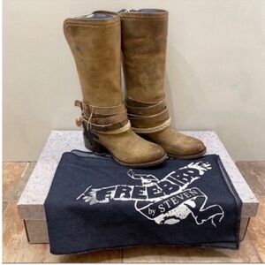 New Freebird by Steven Drove Tan Leather Western Cowboy Boots